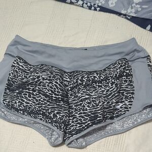 Gray and Black Patterned Athletic Shorts